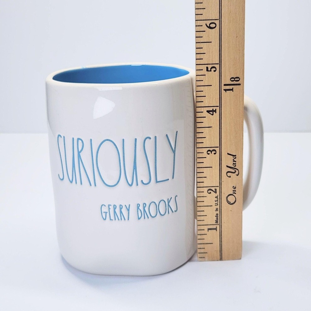 Rae Dunn Suriously Gerry Brooks Mug 20oz Ceramic Coffee Cup Blue Inside Artisan - Picture 7 of 9